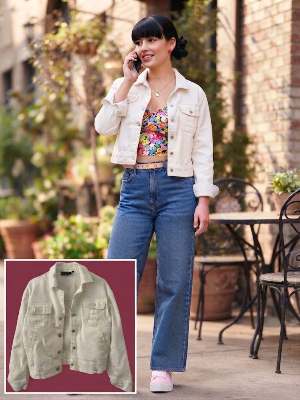 DG2 White Denim Jacket Snap Front